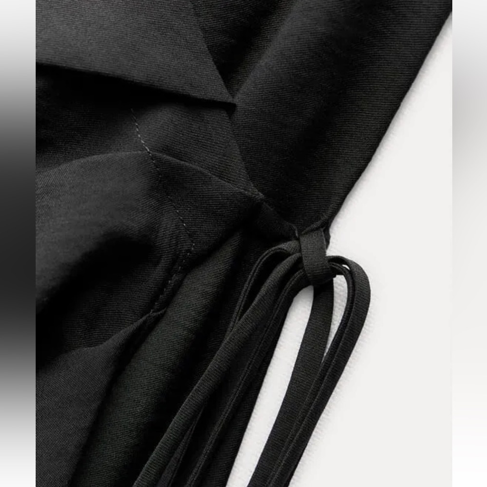 Zara NEW long sleeve Black Wrap Dress - Picture 4 of 5